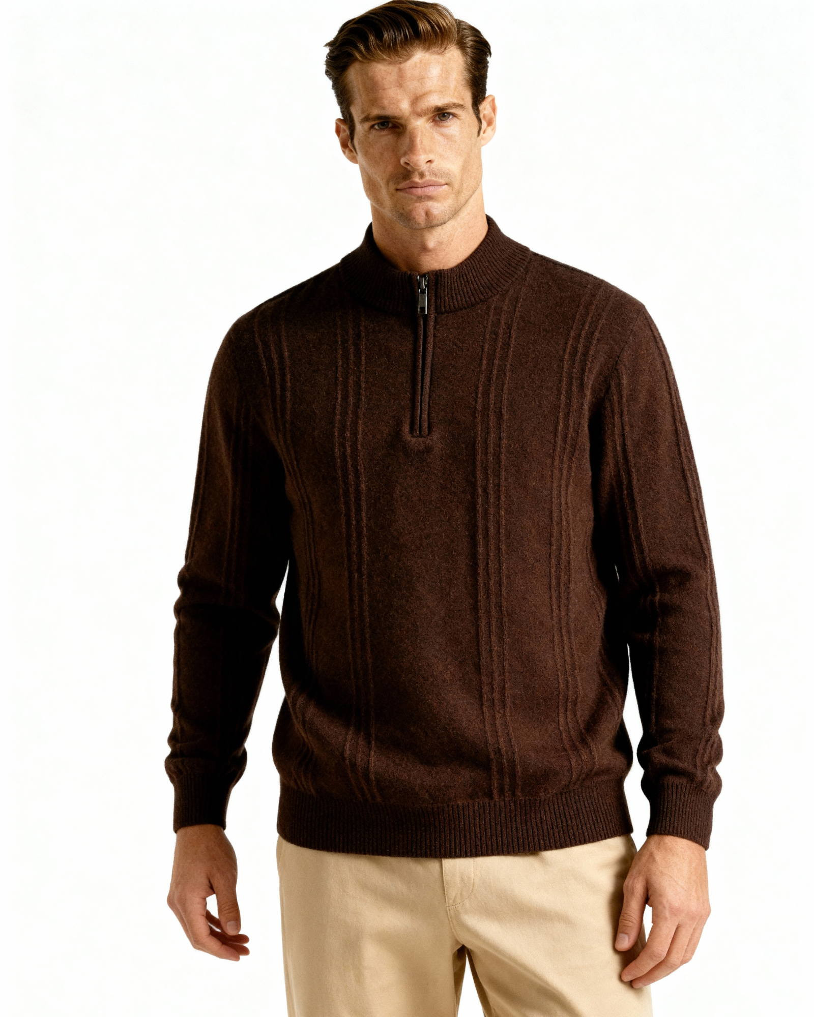 100% Cashmere Ribbed Half Zip